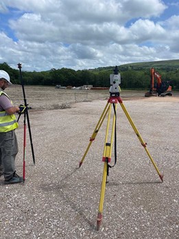 Robotic-Total-Station-being-Used-At-Coed-Drew-Housing-Development-Site-At-Early-Stages